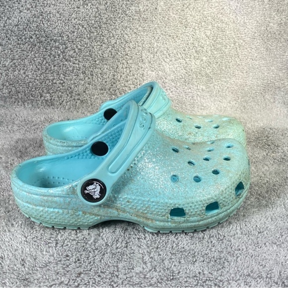 Crocs Shoes Girls Size 9 Glitter Blue Slip‎ On - Picture 1 of 8